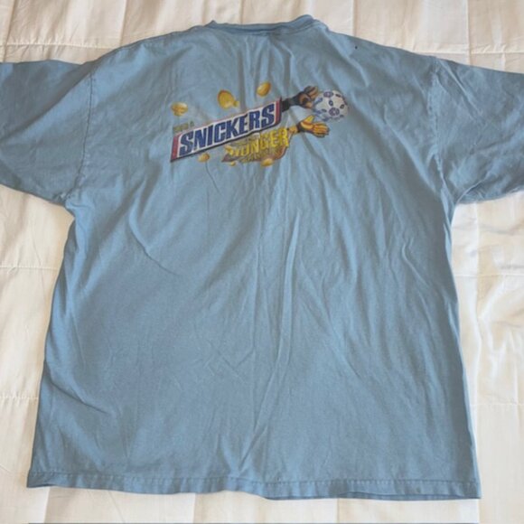 Vintage Grab a Snickers Don't Let Hunger Happen Beefy T Shirt XL Blue Soccer - Picture 4 of 7